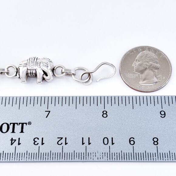 Vintage Sterling Silver 925 Elephant Link Charm Bracelet 8" - Picture 3 of 5